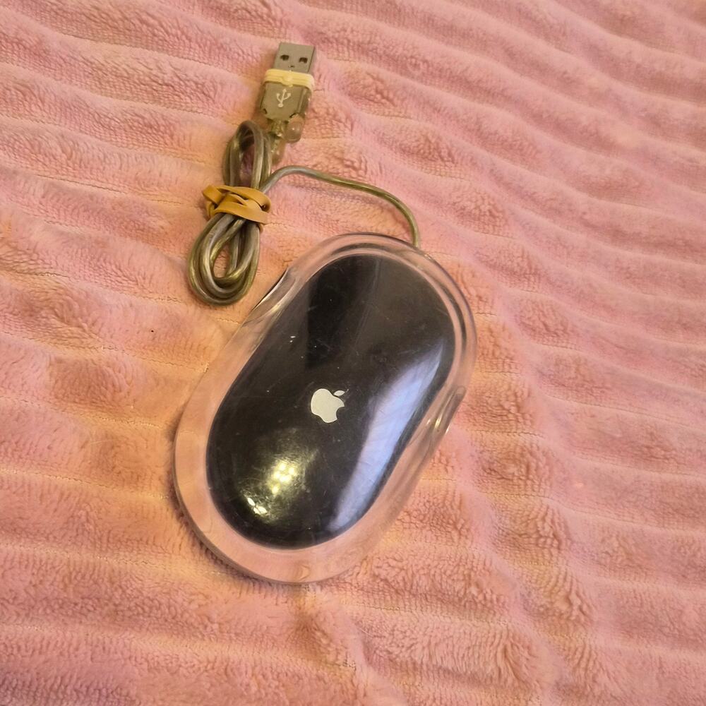 Vintage Black Apple Pro Mouse USB Wired Optical Black Macintosh iMac Genuine